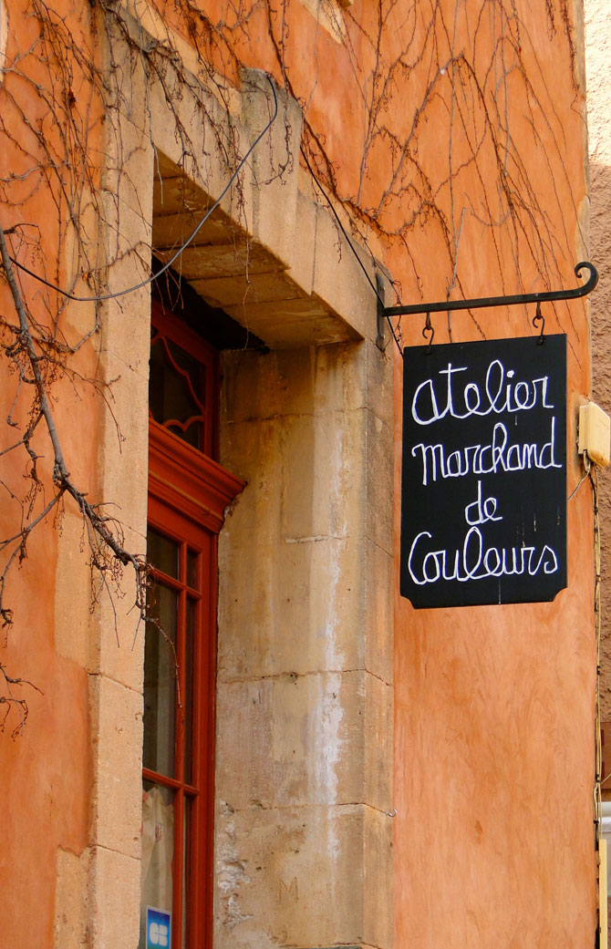 Rousillon, France Beautiful terra cotta coloured walls and colourful door