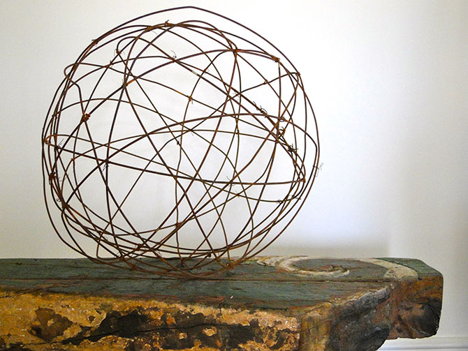 wire ball on bench