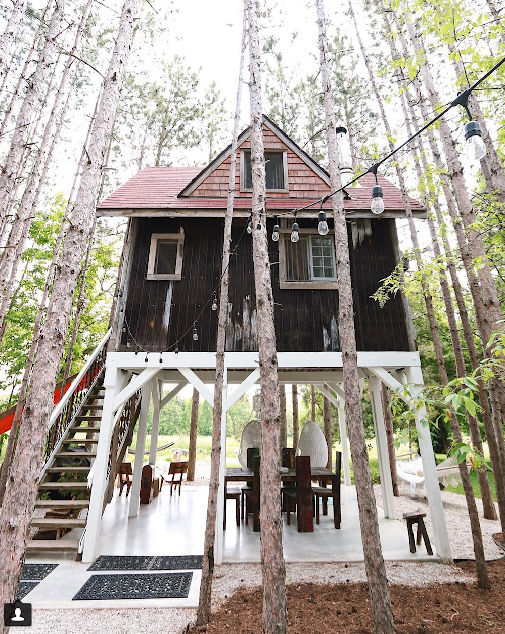 twinkle lights hammock treehouse